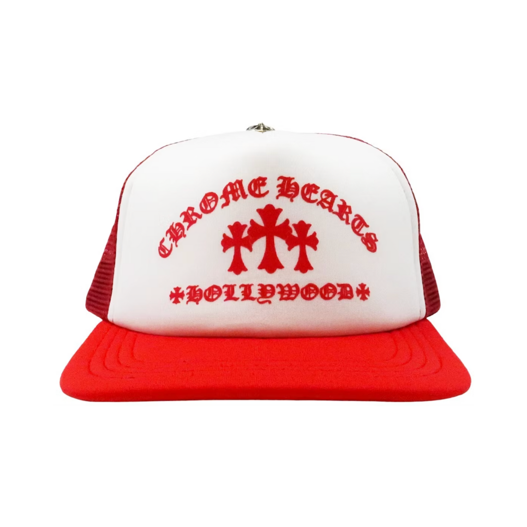 Boné Trucker Chrome Hearts "King Taco" Vermelho/Branco