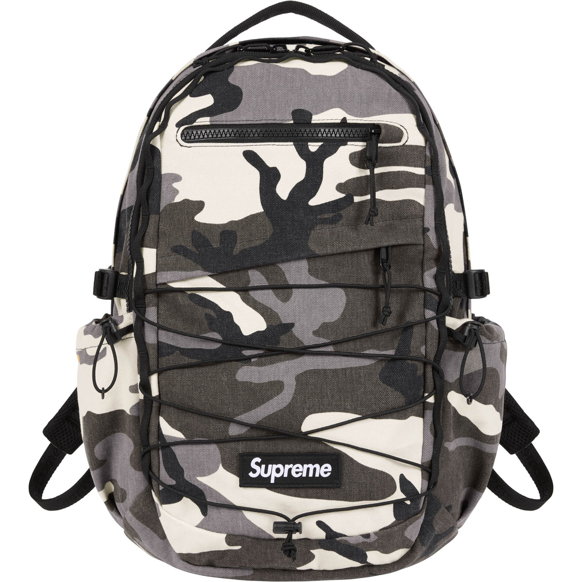 Mochila Supreme "Backpack Camo SS25" Cinza/Preto