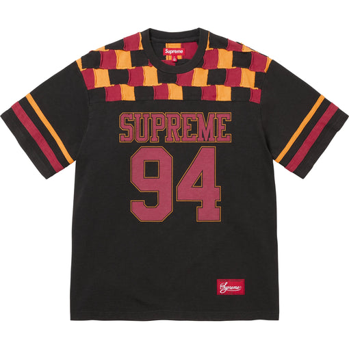 Camiseta Supreme "Patchwork Yoke Football Top" Preto