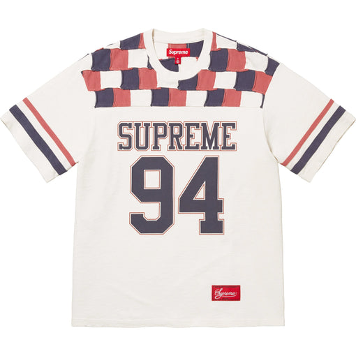 Camiseta Supreme "Patchwork Yoke Football Top" Branco