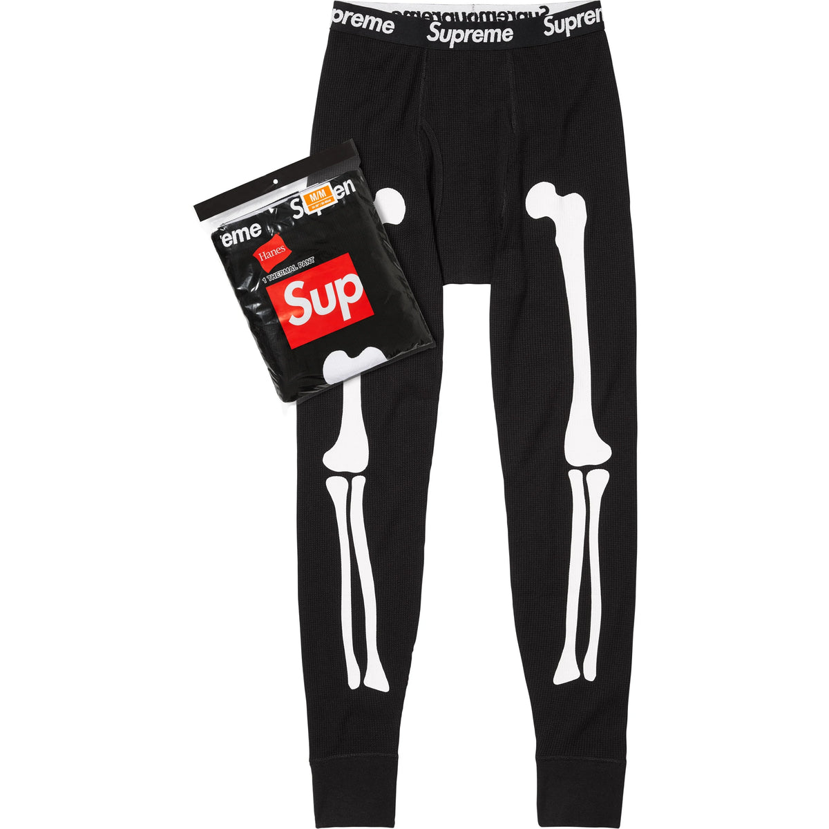 Calça Supreme x Hanes "Bones Thermal Crew" Preto