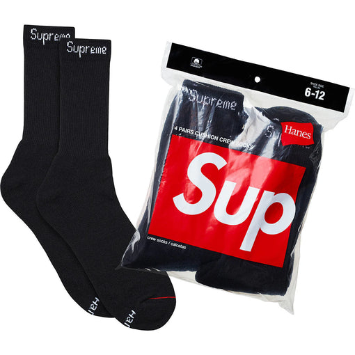 Pack de Meias Supreme x Hanes "Crew" Preto (4 pares)